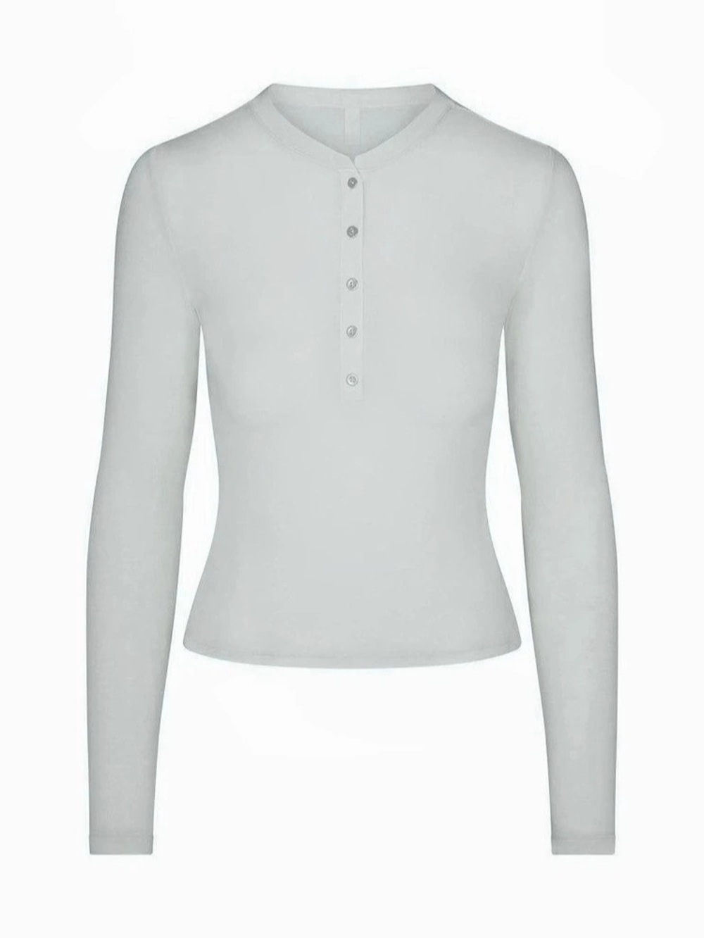 SKIMS Sheer Modal Long Sleeve Henley Top Gray XS